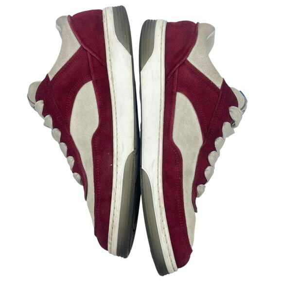 Chanel CC Logo Suede Kidskin Lace Up Sneakers Burgundy 2023 Size 36.5 - Picture 8 of 13